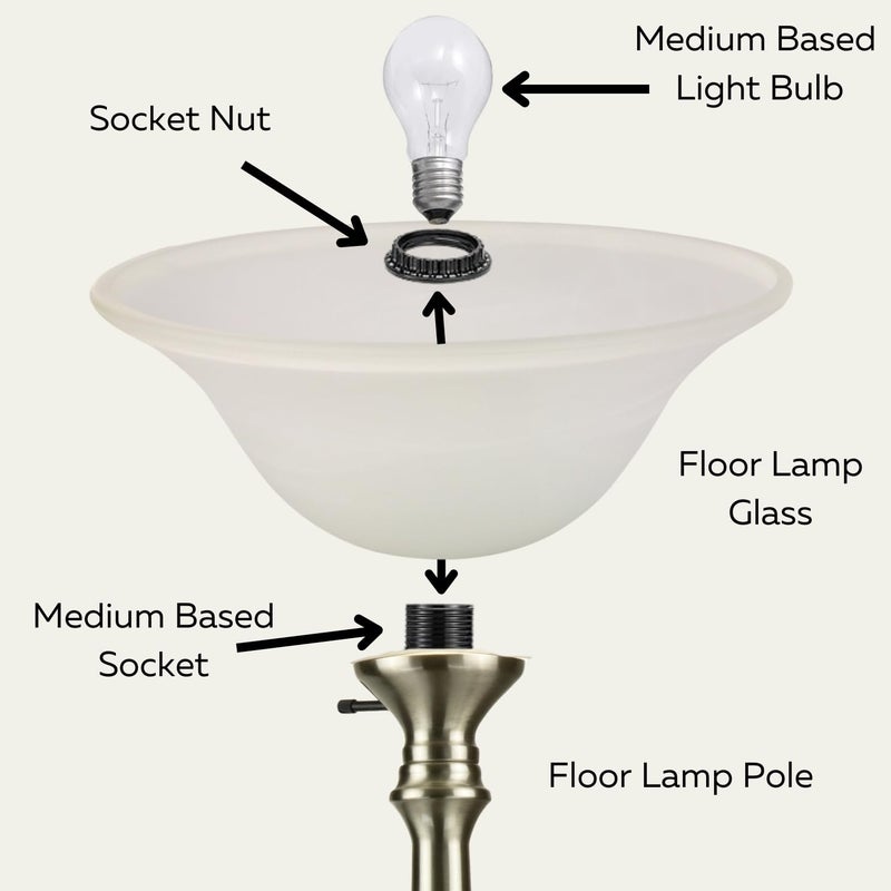 LightAccents White Floor Lamp Glass Shade Replacement - Modern Bowl Torchiere Lamp, Height: 4.75 inches, Width: 12 inches - Image 3